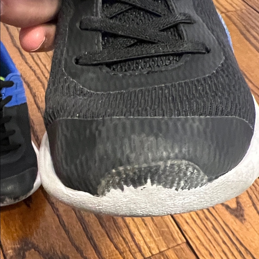 Under Armour Youth Black & Blue Sneakers with Neon Green Logo - Picture 9 of 17